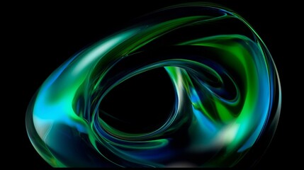 Wall Mural - a black background with green and blue swirls. generative AI