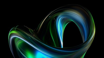 Wall Mural - a black background with green and blue swirls. generative ai