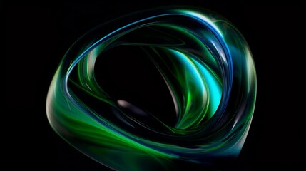 Wall Mural - a black background with green and blue swirls. generative ai