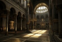 Cathedral Interior Old. Generate Ai