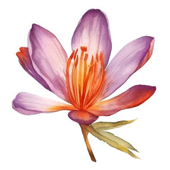 Canvas Print - Saffron flower watercolor. Illustration AI Generative.