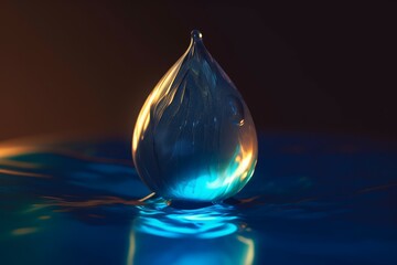 Wall Mural - Glowing water drop. Generate Ai