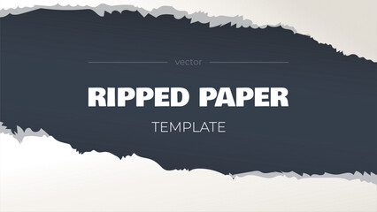 Torn Paper Template. Vector illustration of a piece of torn paper. Ripped blue paper.