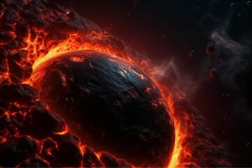 Wall Mural - lava planet in space. generate ai