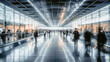 © SERGEI - Light modern trendy office lobby with business people on blurred background. Motion blur. Generative AI. High quality illustration