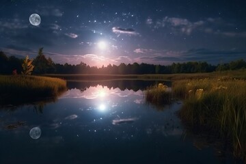 Wall Mural - Magical moon stars. Generate Ai