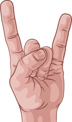 Music Heavy Metal Rock Hand Sign Pop Art Cartoon