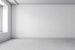 © VICHIZH - empty window illustration interior white room mockup design background home light wall. Generative AI.
