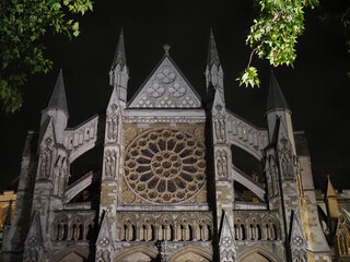 Poster - Westminster Abbey church at night in London