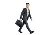 © muse studio - A businessman carrying a briefcase goes to work, a full-length man in a business suit manager, transparent background.