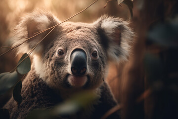 koala on the background of australian nature, animals of australia. ai generative