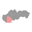 Nitra map, region of Slovakia. Vector illustration.