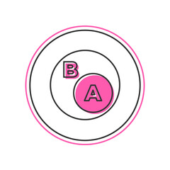 Sticker - Filled outline Subsets, mathematics, a is subset of b icon isolated on white background. Vector