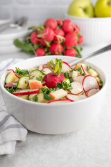 Wall Mural - Radish salad with cucumber and apples in a bowl