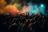 Fototapeta Pokój dzieciecy - Crowd of fans at colorful concert. Generative AI