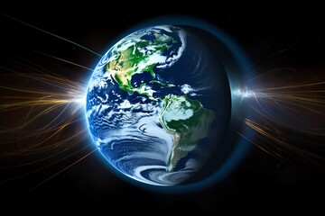 Wall Mural - earth's magnetic field in outer space. generative ai