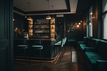 Interior design of modern bar. Generative AI