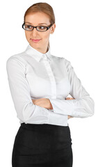 Poster - Young Businesswoman Standing with Arms Folded - Isolated