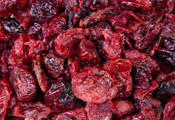 Wall Mural - A close-up of many dehydrated cranberries