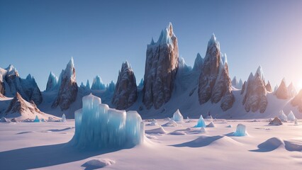 Wall Mural - An Excellent View Of A Frozen Mountain Range With A Lot Of Ice AI Generative