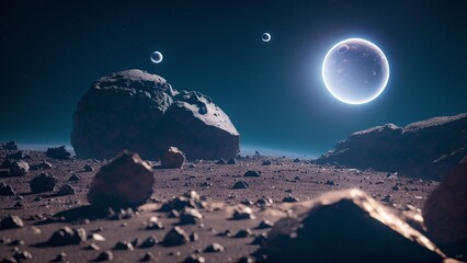 An Elegant View Of A Planet With Two Moonss In The Distance AI Generative