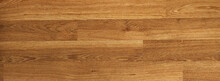 Wood Texture Banner, Brown Wood Grain Abstract Background For Design With Copy Space.	