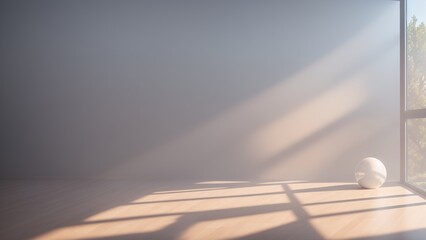 Wall Mural - An Inspiring Image Of A White Ball Sitting On A Wooden Floor AI Generative