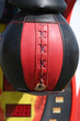 punching leather bag for boxer in a fun fair