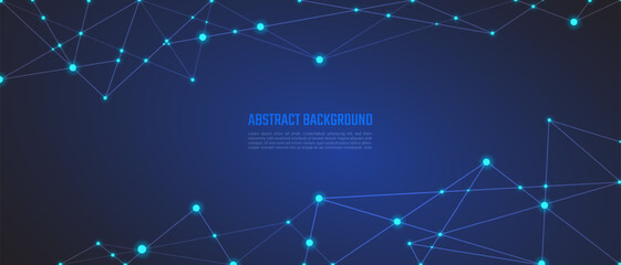 Abstract background and geometric pattern with connecting the dots and lines. Networking concept, internet connection and global communication for banner design or header
