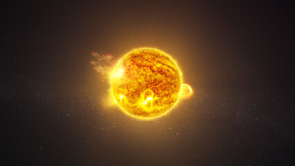 Wall Mural - panoramic view of the sun and star. the sun shines in space. a wide view of the sun and stars from s
