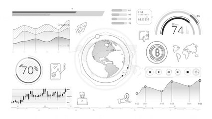 Wall Mural - animated infographics on the theme of bitcoin growth.