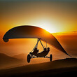 © DALU11 - Hang gliding at sunset. Generative AI.