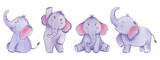 Fototapeta Pokój dzieciecy - Elephant . Watercolor paint design . Set of cute animal cartoon character . Vector .