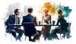Business Meeting Table Watercolor Company Vector