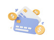© NuTz - 3d cartoon design illustration of Credit cards with dollar coin, Payments by credit card.