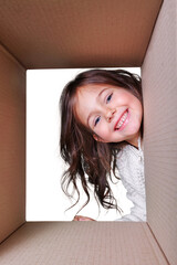 Sticker - Beautiful little girl with box