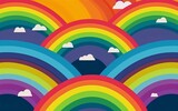 Fototapeta Dziecięca - Pattern with rainbow and cloud. Generative AI technology.