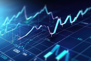 Stats and economy concept, Growth graph and progress of business and analyzing financial and investment data