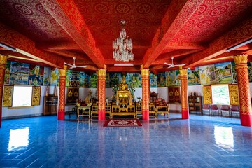 Sticker - Beautiful shot of the interior of Wat Pa Phon Phao in Luang Prabang, Laos