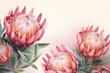 Mother's Day banner with protea flowers. Generative AI