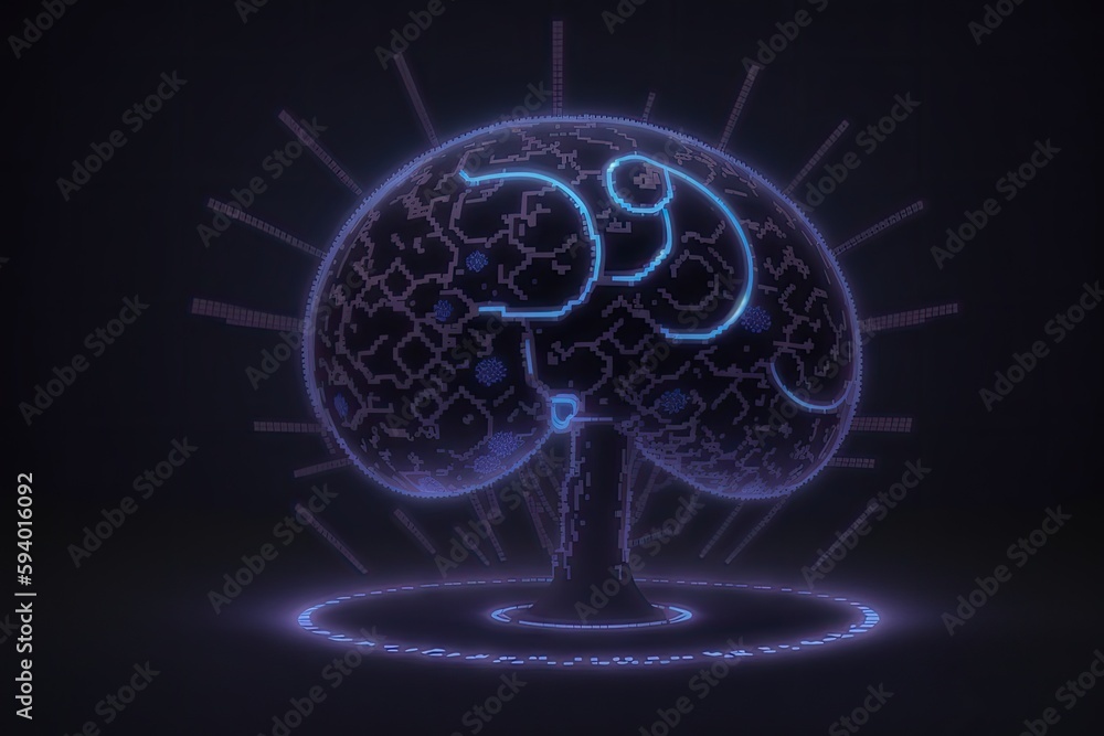Abstract digital brain. Neural network concept. IQ testing, artificial ...