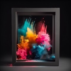 Aufkleber - Product display frame with colorful powder paint explosion. Generative Ai