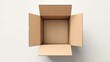 Top view open cardboard box on white background. Generative AI