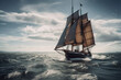 sailing vessel on the move, Created with generative AI