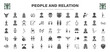 set of people and relation filled icons. people and relation glyph icons such as devil mask, princes, zorro, male user, elder, fencing attack, salat, psychology, beard vector.