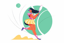 Abstract Tennis Player Female With A Racket And Ball