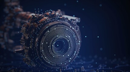 Wall Mural - abstract technology background. toned image double exposure with depth of field. generative ai