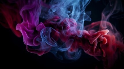 Wall Mural - dramatic smoke and fog in contrasting vivid red, blue, and purple colors. vivid and intense abstract