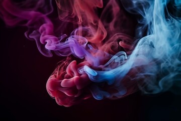 Wall Mural - dramatic smoke and fog in contrasting vivid red, blue, and purple colors. vivid and intense abstract