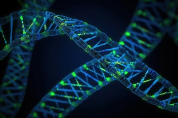 Wall Mural - dna molecule on a dark background. biotechnology concept. generative ai